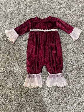 Frilly Frocks Velvet Romper (6-9M)